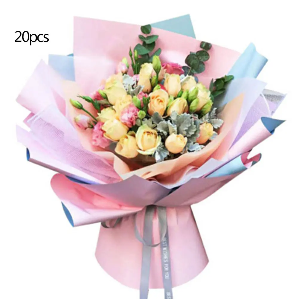 20 шт оберточная бумага для цветов утолщение бумажный веер двухсторонний элегантный цветок подарочная упаковка украшения
