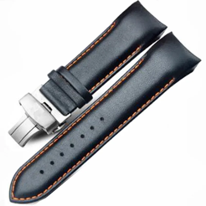 With Silver buckle Ремешок для часов Tissot из натуральной кожи 22 мм, 23 мм, 24 мм - Цвет ремешка: With Silver buckle