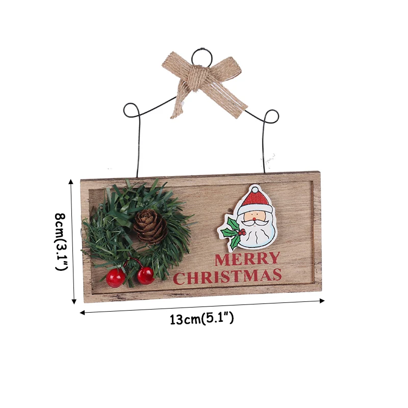 Рождественские украшения для дома DIY ротанговый венок Merry Christmas орнамент гирлянда кулон Рождество Navidad Декор год Noel - Цвет: 1pcs wooden craft