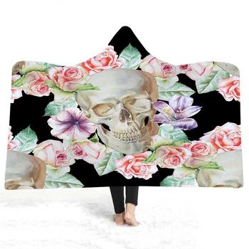 

Sugar Skull Rose Plush Throw Blanket for Home Travel Picnic Winter Home Sherpa Fleece Custom Blanket on Sofa Couch 150x200cm