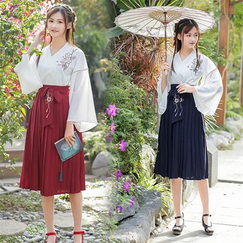 

Woman Traditional Japanese Kimono Dress Elegant Fairy Dance Costume Long Sleeve Yukata Chinese Style Hanfu Pleated Skirt