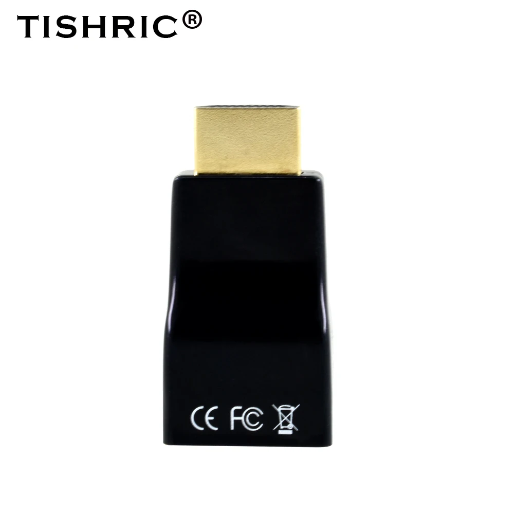 TISHRIC HDMI к VGA цифровой аналоговый аудиоконвертер в коробке HD видео 1080P адаптер HDMI VGA для ПК ноутбука ТВ коробка проектор - Цвет: Black