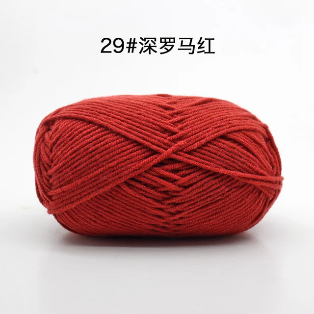 Hot Sale Multi Color Cotton Silk Knitting Yarn Soft Warm Baby Yarn for Hand Knitting thread Supplies 50g/lot No.29 Deep Roman Red
