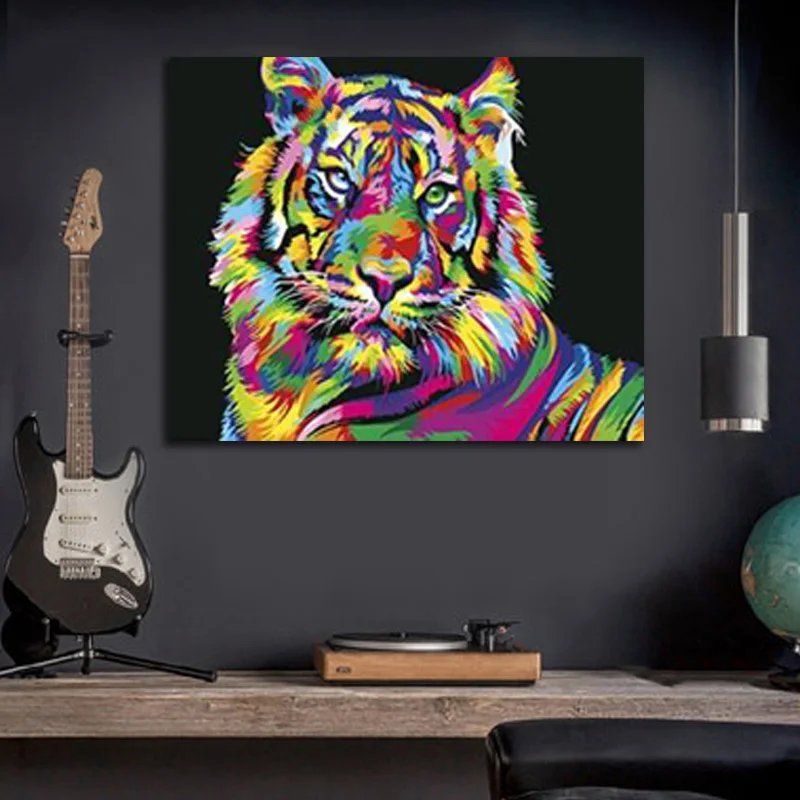 DIY Рисование по номерам Рисование картины против инструментария Рисование красочные животных искусство гостиной декоративные вешается на стену