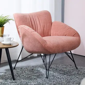 

Ins Lazy Sofa Bedroom Net Red Small Princess Wind Northern Europe Single Sofa Chair Light Luxury Iron Leisure Chair