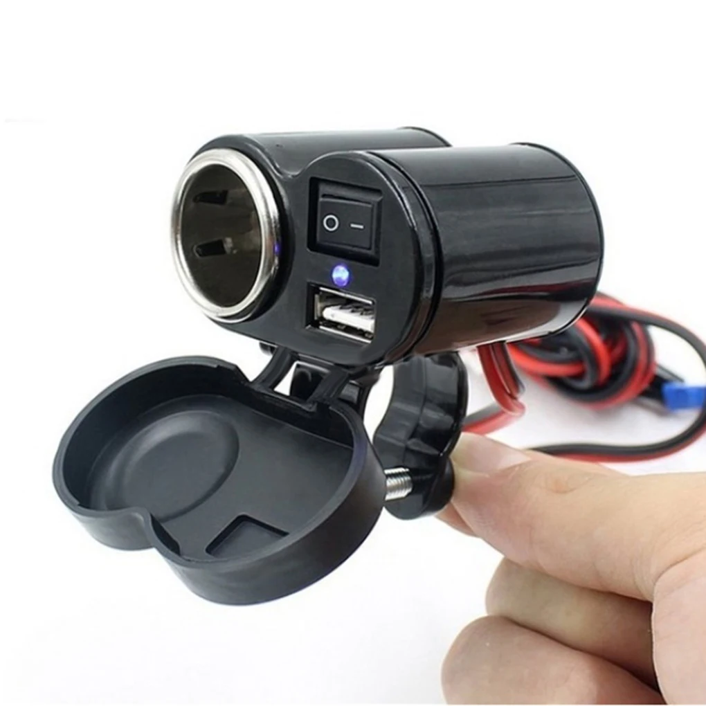 12 V/24 V Мотоцикл гнездо для автомобильного прикуривателя USB Порты и разъёмы телефон Зарядное устройство крепление на руль велосипеда(Водонепроницаемый Кепки