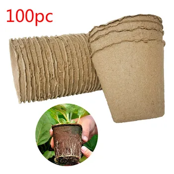 

100pc Paper Pot Starters Seedling Herb Seed Nursery Cup Kit Organic Biodegradable Eco-Friendly Home Cultivation