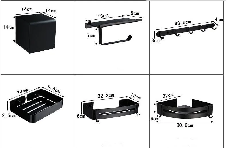 Аксессуары для ванной комнаты, держатель для полотенец, держатель для полотенец, держатель для туалетной щетки, держатель для полотенец, черный набор аксессуаров для ванной комнаты из алюминия