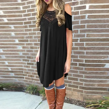 

Madam clothing OWLPRINCESS Women's 2020 New Style Crew Neck Short Sleeve Lace Hollow out off-Shoulder Loose-Fit Dress
