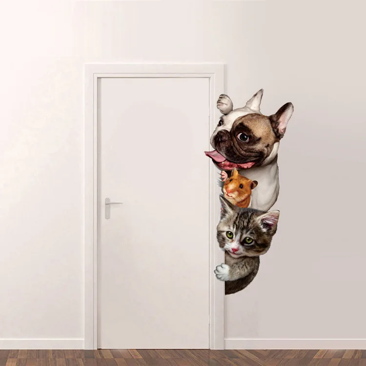 3D модель кошка стикер гостиная вход угловой декоративные наклейки Pet Shop Сменные водонепроницаемые обои
