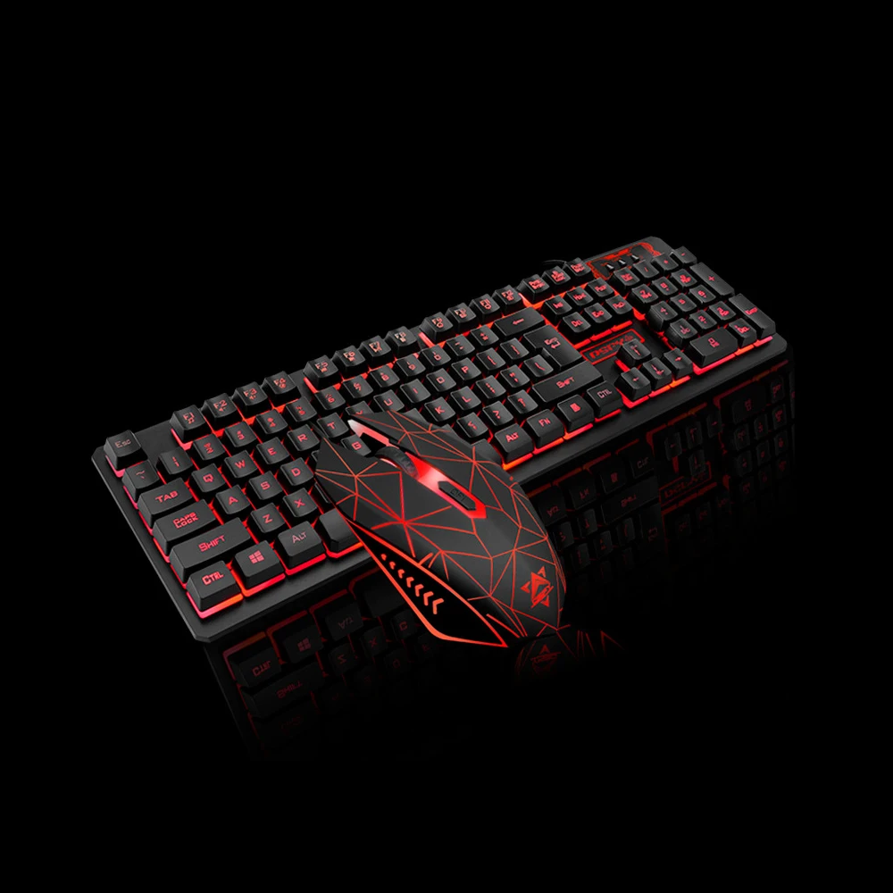USB Проводная игровая клавиатура и мышь комбо Водонепроницаемый 3 цвета с подсветкой 2000 dpi для домашнего офиса