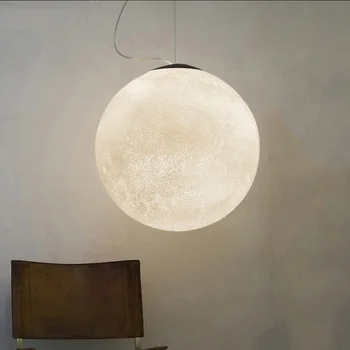 

Nordic Creative Moon Lamp Ball Pendant Lights Resin Lamps Restaurant Personality Lighting LED Light Fixtures Loft Pendant Lights