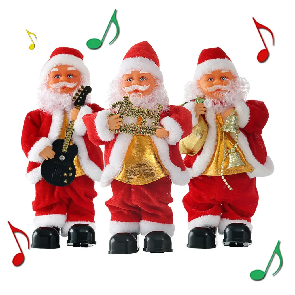 Фигурка Санта Клауса, поющий музыкальный Санта, электрическая детская игрушка, украшения, подвесное украшение, рождественская елка, украшения, подарки на год