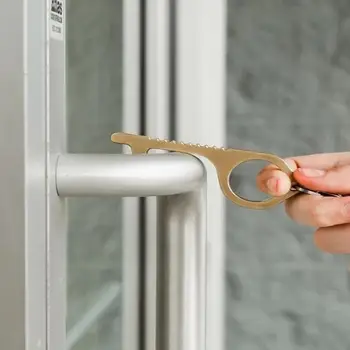 

Portable Hand Antibacterial Hygiene Brass Edc Door Opener Door Handle Key Press The Elevator Button Tool