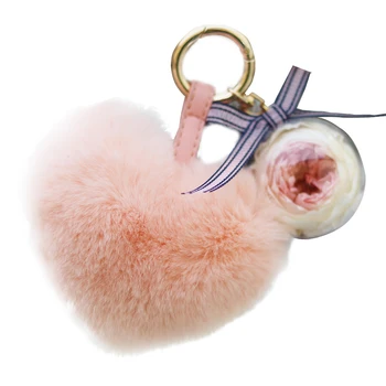 

Preserved Rose with heart Keychain Handbag and Purse Pendant Charm Gift for any Occasion (Pink)