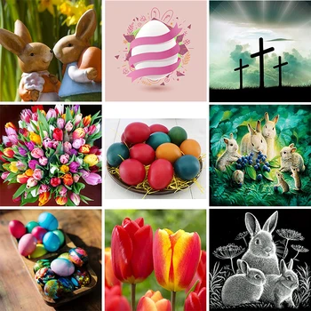 

5d diamond painting new arrivals Full Drill square rabbit Easter eggs Paintings Diamond Embroidery Home Decorations for Easter