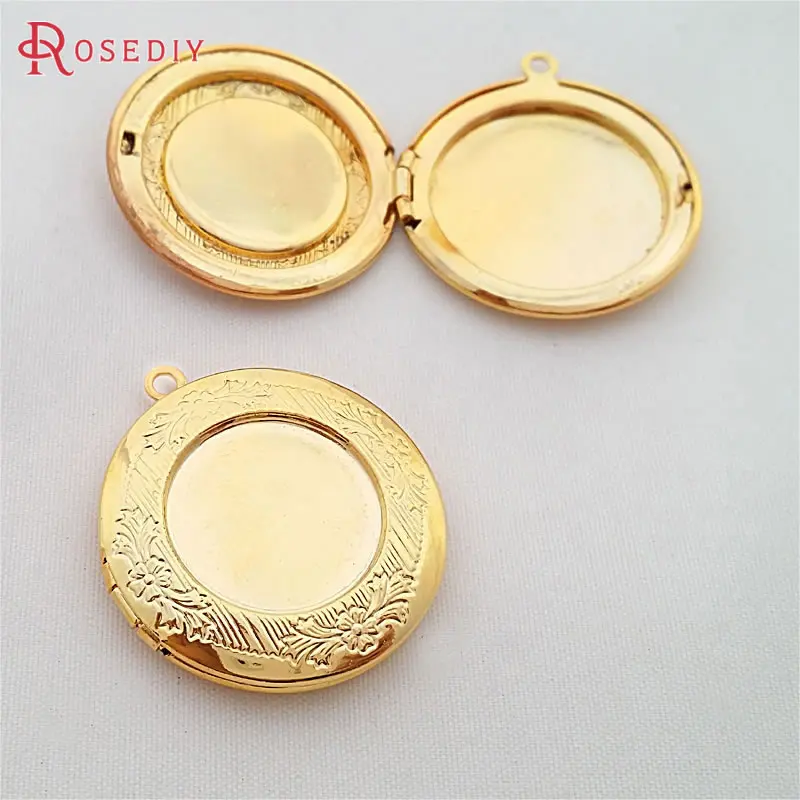 Quality Gold Color 4 шт. 32 мм 24 К золотой цвет цветок из латуни круглые Фото Подвески в виде коробочек высокого качества материал для изготовления украшений Diy фурнитура Аксессуары - Окраска металла: Quality Gold Color