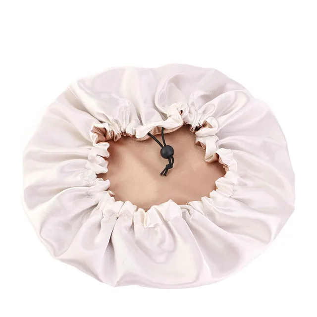 New Solid Women Satin Bonnet Fashion Stain Silky Big Bonnet for Lady Sleep Cap Headwrap Hat Hair Wrap Accessories Wholesale Adjust gold