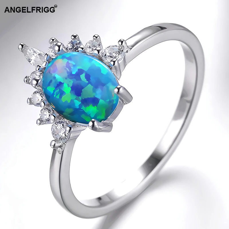 ANGELFRIGG, натуральная 925 пробы, серебряные кольца для женщин с опалом, модные ювелирные изделия, подарок на Рождество, выпускной, вечерние