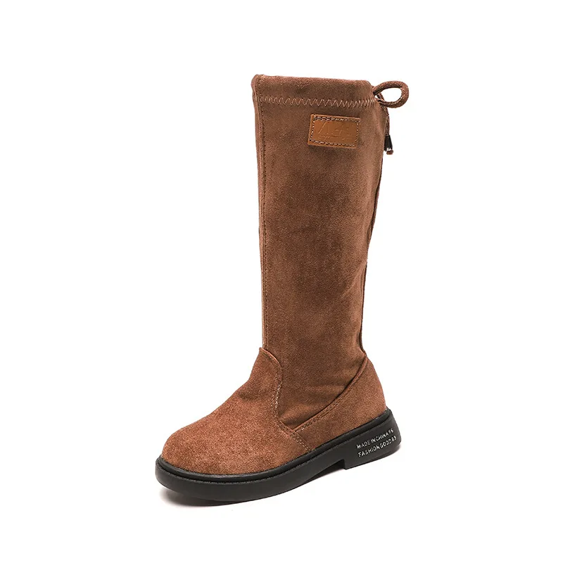 Classic Girls Boots Single Layer For Autumn Spring Kids High Boots With Band Bow-knot Fashion Princess Children Big Girl Boots - Цвет: Коричневый