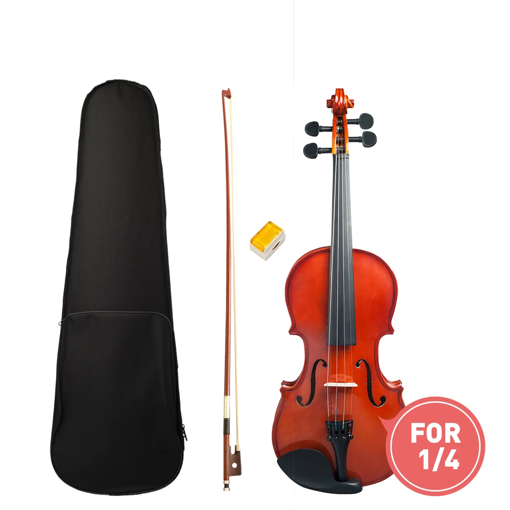 NEW 1/4 Violin High Gloss Finishing W/Case+Bow+Rosin Set For Biginner Learner Natural Color Violin/Fiddle | Спорт и развлечения
