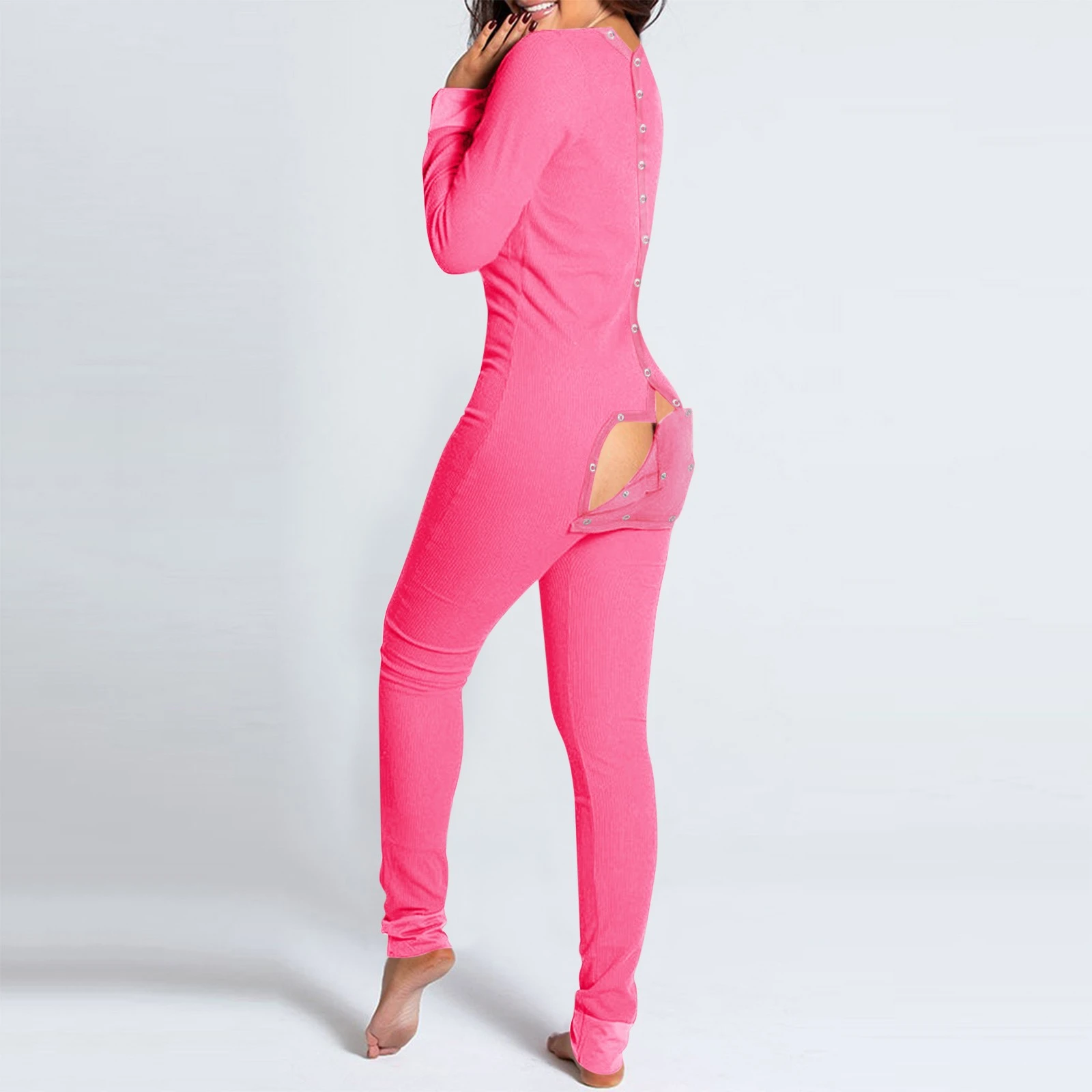 Butt Flap Lingerie Jumpsuit Women Pajamas Button down Bodycon Nightwear Adults Onesies Combinaison Pyjama Femme| | AliExpress