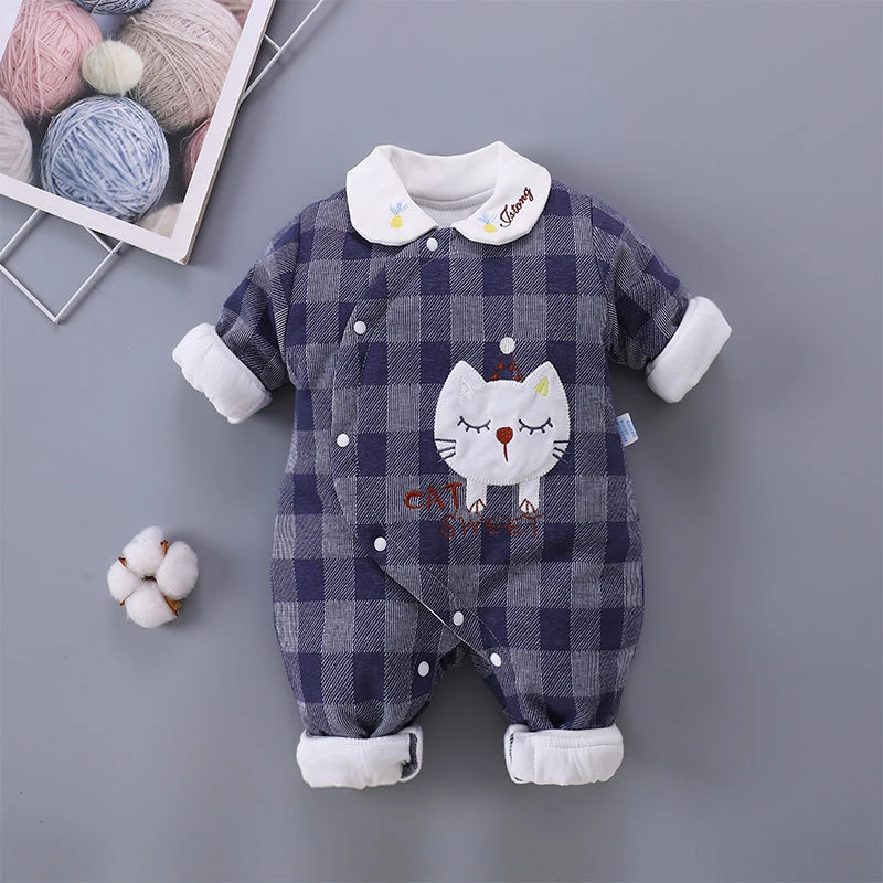 nuevo bebé nacido niñas niños ropa 43 cm traje de mameluco plaid mono de bebé de mi primera cumpleaños mamelucos de Navidad de|Peleles| - AliExpress