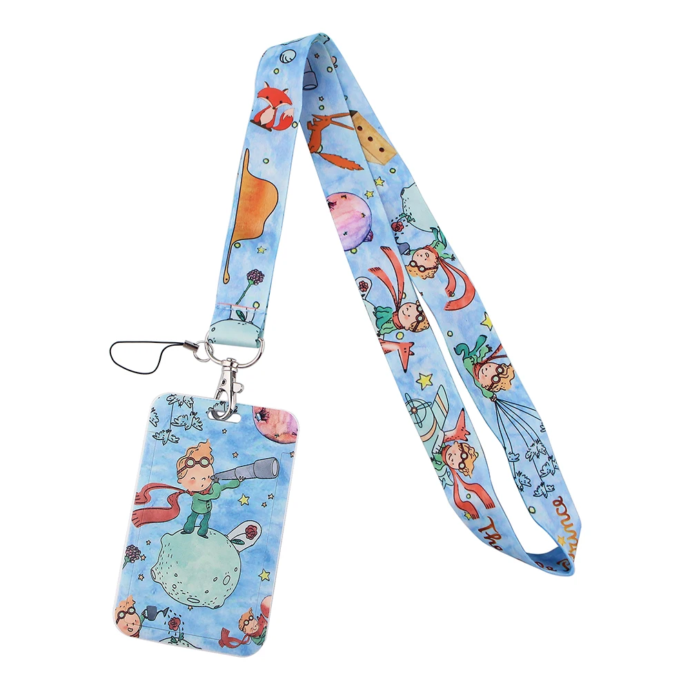 

ER544 Cute Prince And Fox Lanyard Card Holder Student Hanging Neck Mobile Phone Lanyard Badge Subway Access Card Holder