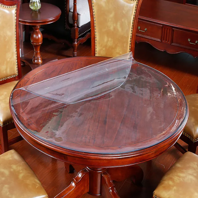 Влагостойкая скатерть ПВХ круглая скатерть для стола прозрачная кухонная картина масляная скатерть стеклянная мягкая ткань 1,0 мм коврик - Цвет: Прозрачный