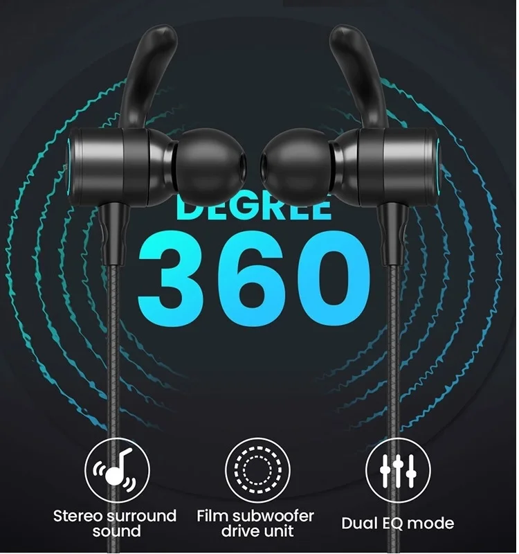 Picun H26X беспроводные Bluetooth наушники водонепроницаемая Спортивная гарнитура шейные стерео наушники с RGB светодиодный свет для мобильного телефона