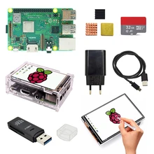 Raspberry pi 3b plus 3.5 inch screen basis kit with Protective Case 32G TF card and multi-card reader and heatsink EU power