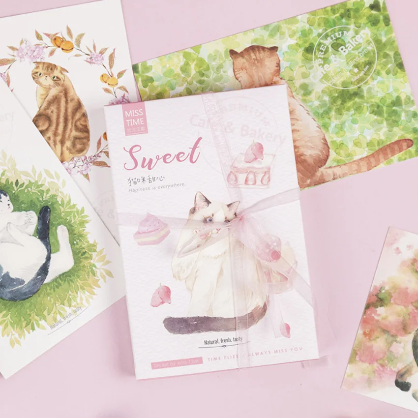 4 упаковки Kawaii Cat серия открытка Сексуальная Kitty поздравительная открытка желательная открытка поставка для школы офисные подарки для детей
