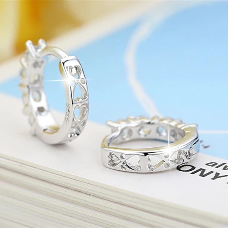 925 Sterling Silver Earrings Inlaid With Zircon Crystal For Women Wedding Jewelry Gifts,silver earrings,womens earrings