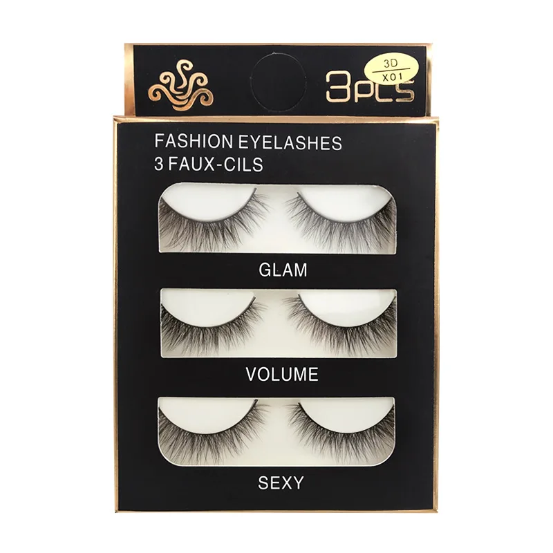 

2019 New 3 Pairs 3D Mink Lashes Natural Thick Cross False Eyelashes Makeup Handmade Eye Lashes Eyelash Extension Fake Lashes