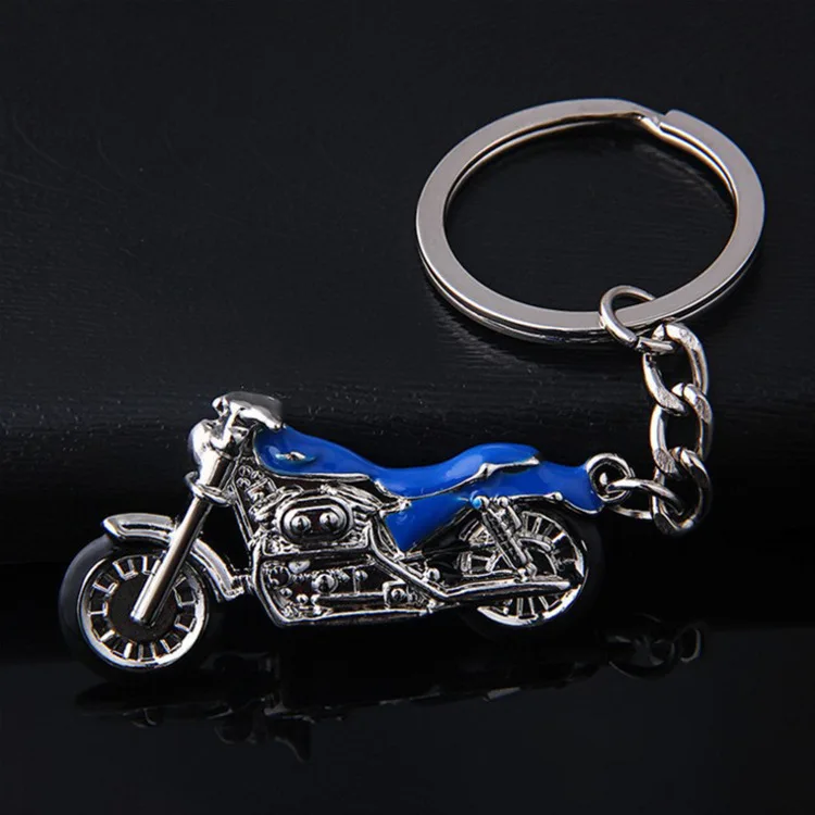 Металлический брелок для мотоцикла Harley, креативный подарок для мужчин, брелок для ключей на заказ, металлический 3D ручной работы - Название цвета: Синий