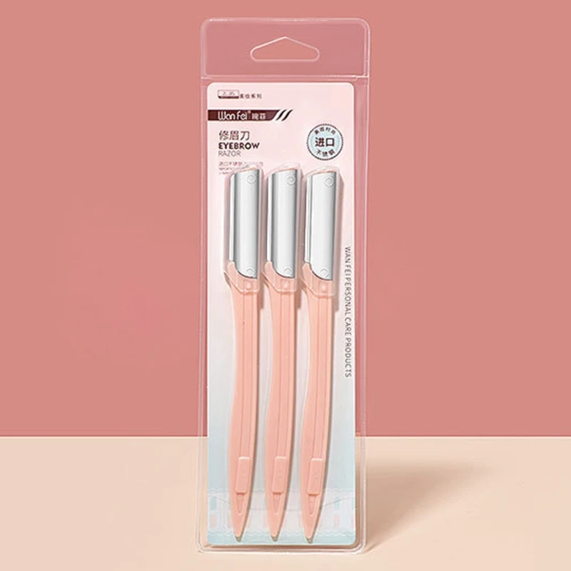 50LD 3Pcs Eyebrow Razor Eye Brow Trimmer Shaver Facial Face Hair Remover Dermaplaning Tools Kit with Stainless Steel Blade 4