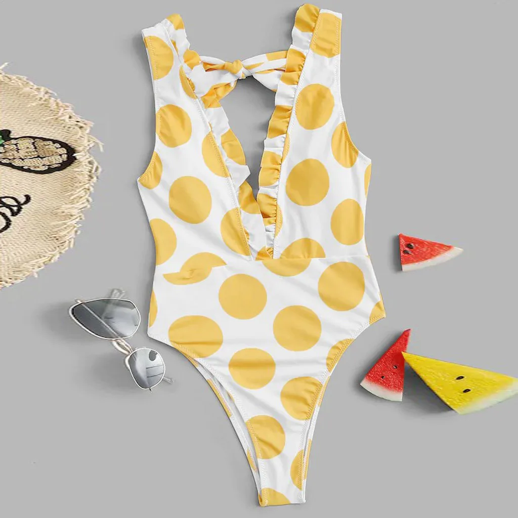 Женское бикини пуш ап с волнистым шнуровкой Цельный купальник пляжная одежда