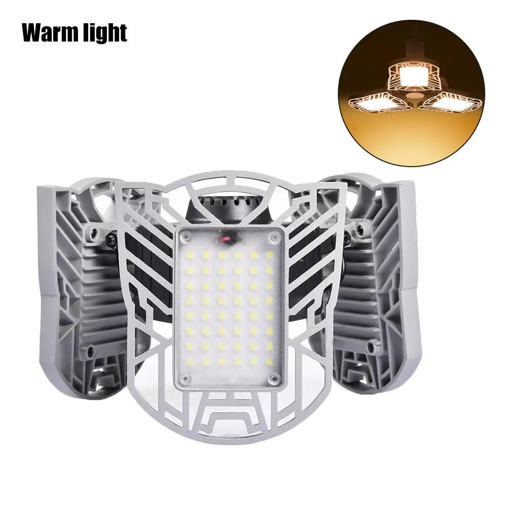B Warm White Light Профессиональный 60 Вт 6000лм регулируемый три света светодиодный гаражная лампа водонепроницаемый деформируемый высокий свет залива для гаража/чердака/подвала - Цвет: B Warm White Light