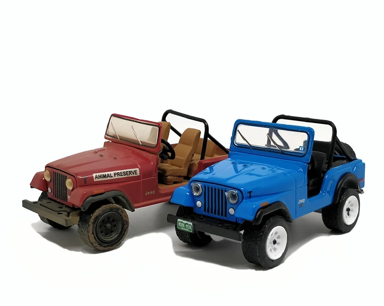 

1:64 Greenlight Jeep CJ-5 1972 Blue A TEAM Jeep CJ-7 1981 Red No Box