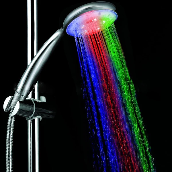 

Round colorful 7-color temperature controlShower Head Bathroom Colorful Self-Discoloration Led Handheld Water Saving Shower Hea