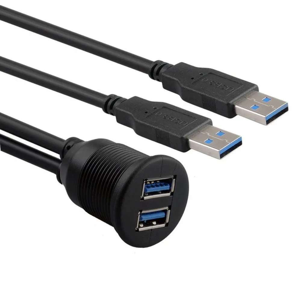 USB 2,0 порт папа-мама Удлинительный кабель Водонепроницаемый Заподлицо Двойной USB док-станция адаптер приборной панели Пан для автомобиля мотоцикла