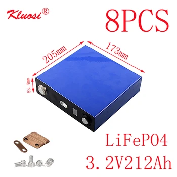 

KLUOSI 8PCS 8S/24V Battery Pack 3.2V212Ah LiFePO4 Battery FOR Solar Energy Storage Inverter EV Marine RV Golf US/EU TAX FREE