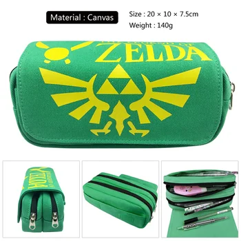 

The Legend of Zelda Cosplay Double Zipper Student School Pen Pencil Case Cosmetic Makeup Bag Storage Stationery Box Gift