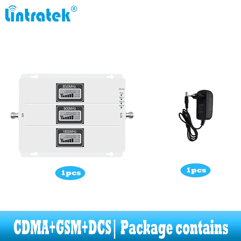 Трехдиапазонный ретранслятор сотового сигнала lintratek CDMA 850 GSM 900 DCS1800 мобильный