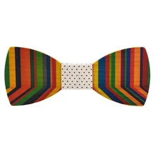 Деревянный галстук-бабочка, высокое качество, новинка, в полоску, смешанные цвета, мужской, унисекс, для танцев, выступлений, свадьбы, вечеринки, деревянный галстук-бабочка, классические подарки