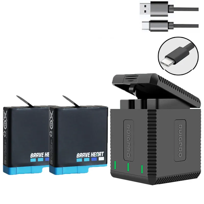 Черные аккумуляторы Go Pro Hero 7 hero 6 5 и тройное зарядное устройство для GoPro 8/7/6/5 Black 8