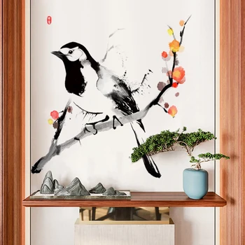 

Creative ink painting bird wall sticker room decoration bedroom decor living room wall decor self-adhesive stickers home decor