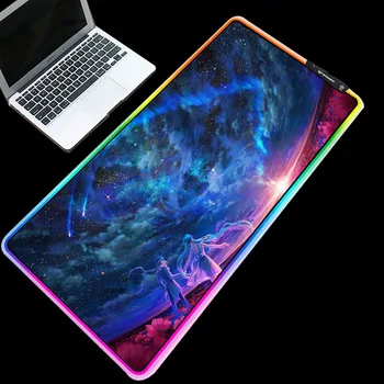 

ZSUXTC Multi-size anime mouse pad couple starry sky scenery table mat high quality LED lighting suitable for CSGO DOTA2