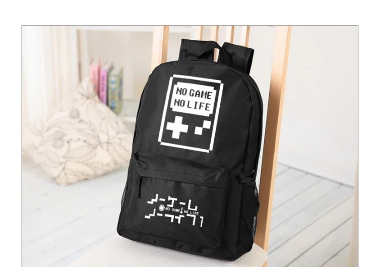 Рюкзак No Game No Life из японского аниме Mochila черный рюкзак для подростков школьная сумка
