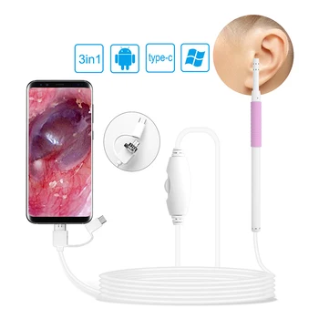 

AN102 3 in 1 Ear cleaner otoscope 2m cable Visual Ear picker 5.5mm endoscope Camera 480p Visual otoscope medical Ear Pick